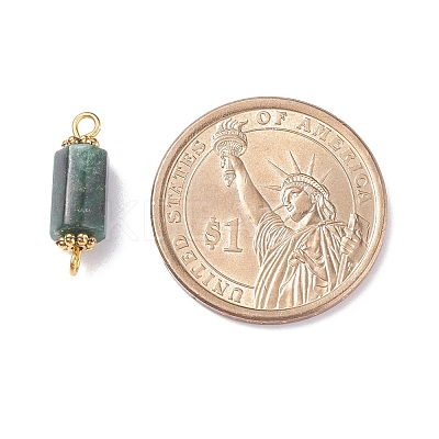 Natural Emerald Connector Charms PALLOY-JF01372-1