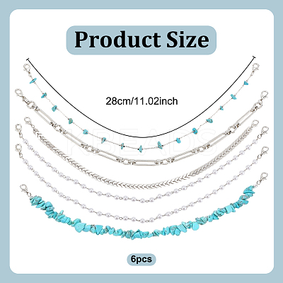 2 Sets 2 Styles Synthetic Turquoise & Plastic Imitation Pearl Beads & 304 Stainless Steel Link Baseball Cap Chain AJEW-GO0002-26-1