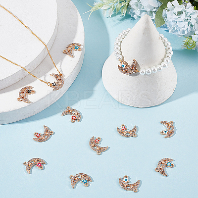 30Pcs 5 Colors Moon Alloy Enamel Connector Charms ENAM-SC0004-23-1