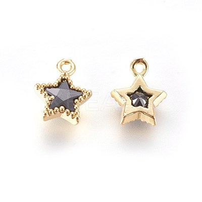 Golden Tone Brass Micro Pave Cubic Zirconia Charms ZIRC-L075-13A-G-1