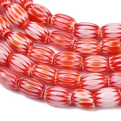 Handmade Millefiori Glass Oval Bead Strands LK-Z001-01B-06-1