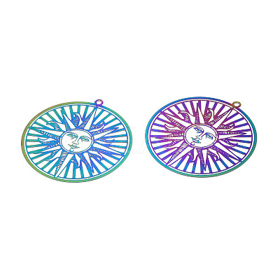 Ion Plating(IP) 201 Stainless Steel Filigree Big Pendants X-STAS-S118-079-1
