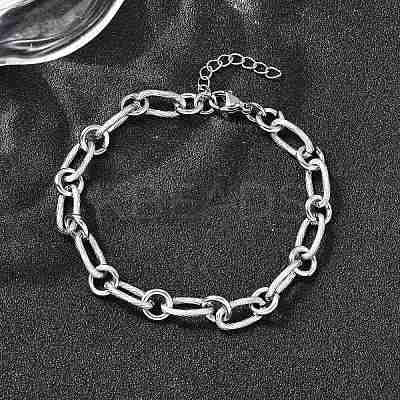 304 Stainless Steel Link Chain Bracelets for Women Men BJEW-A050-01P-1
