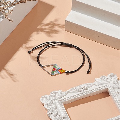 Glass Seed Braided Triangle Braided Bead Bracelet BJEW-MZ00026-02-1