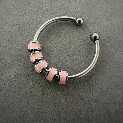 304 Stainless Steel Enamel Disc Beaded Adjustable Open Rings FS-WGAD8B0-10-1