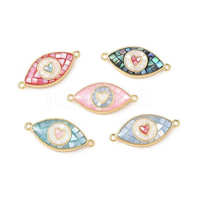 Brass Pave Shell Connector Charms KK-I357-04G-02-1