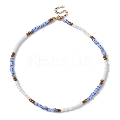 Glass Seed Beaded Necklace for Women NJEW-JN04393-1