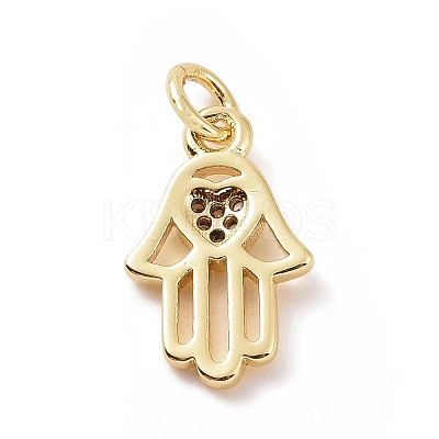 Brass Micro Pave Cubic Zirconia Palm Charms KK-C012-08G-1
