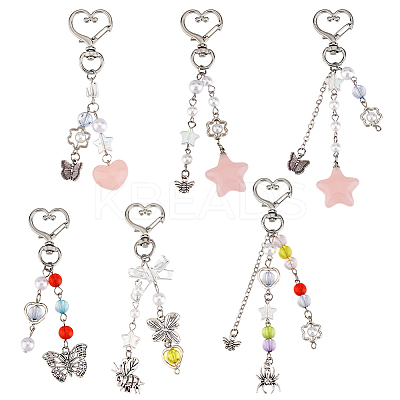 Heart Star Butterfly Acrylic Pendant Decoration HJEW-PH01943-1