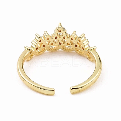 Clear Cubic Zirconia Crown Open Cuff Ring RJEW-B028-22G-1
