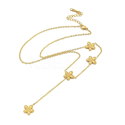Brass Flower Tassel Pendant Necklaces NJEW-B115-02G-1