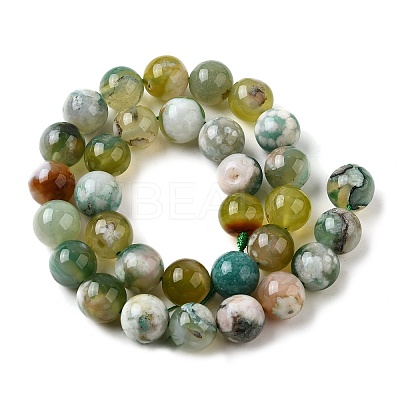 Natural Green Cherry Blossom Agate Beads Strands G-NH0061-A01-12mm-1