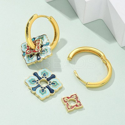 Brass Rhombus Hoop Earrings EJEW-R016-13G-04-1