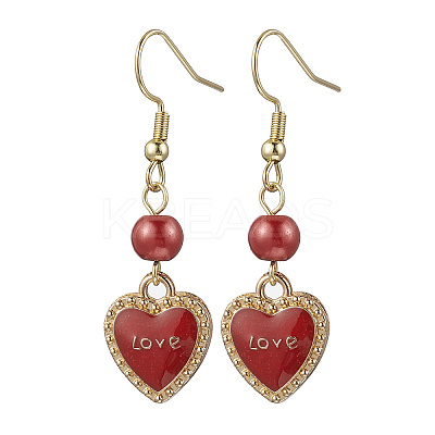 Alloy Enamel Heart Dangle Earrings EJEW-JE06272-02-1