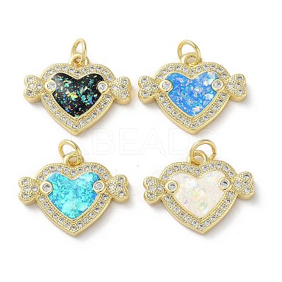 Brass Micro Pave Clear Cubic Zirconia Pendants KK-C045-36G-1