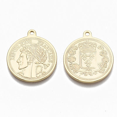 Brass Coin Pendants KK-R132-084-NF-1