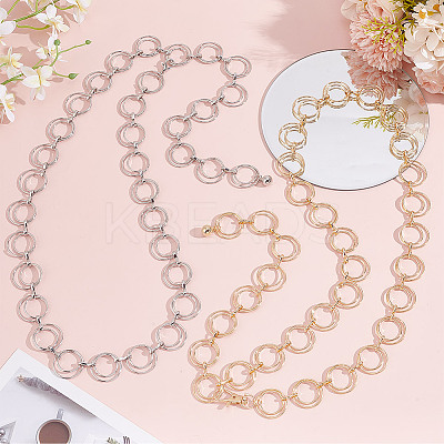 2Pcs 2 Colors Iron Round Rings Link Chain Belts AJEW-GO0001-76-1
