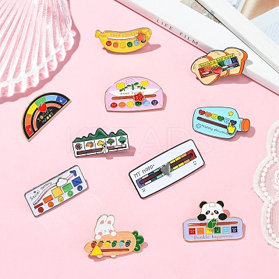 10Pcs 10 Styles Mood Social Battery Sliding Enamel Pins JEWB-CJ0001-52-1