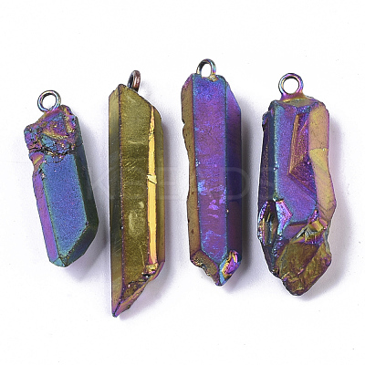 PVD Vacuum Plating Natural Quartz Crystal Pendants G-R461-07B-1