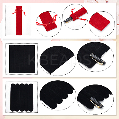 40Pcs Rectangle & Oval Velvet Pen Drawstring Bag AJEW-PH0003-26-1