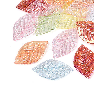 Transparent Acrylic Leaf Pendants TACR-T031-01M-1