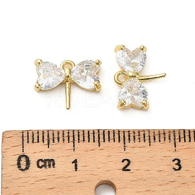 Brass Micro Pave Cubic Zirconia Charms KK-B142-09G-01-1