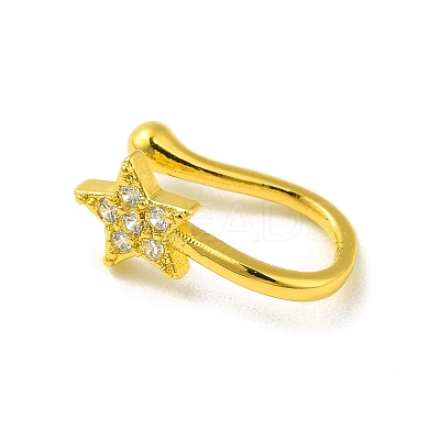 Clear Cubic Zirconia Star Clip on Nose Ring LS-AJEW-F059-16G-1