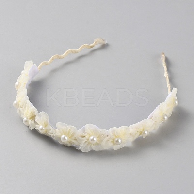 Polyester & Plastic Imitation Pearl Flower Headband AJEW-WH20002-63-1