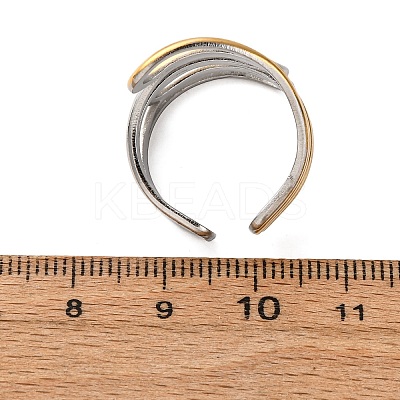 304 Stainless Steel Double Color Cuff Rings RJEW-S635-01GP-I-1