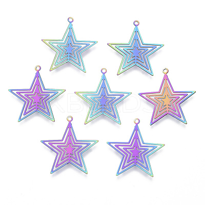 Ion Plating(IP) 201 Stainless Steel Filigree Pendants X-STAS-T057-02-1