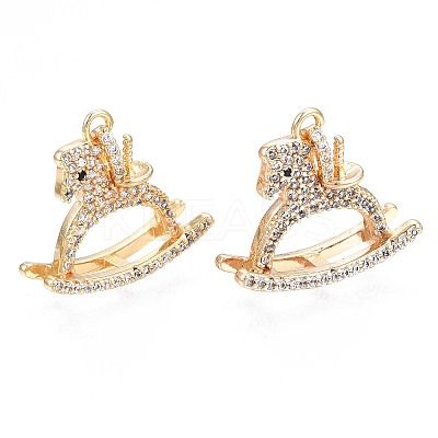 Brass Micro Pave Clear Cubic Zirconia Peg Bails Pendants KK-N232-232-1