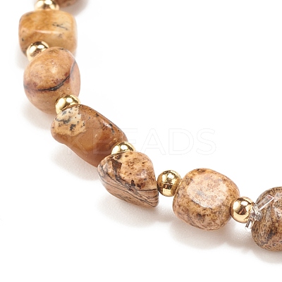 Natural Picture Jasper Round Beaded Stretch Bracelet BJEW-JB08197-02-1