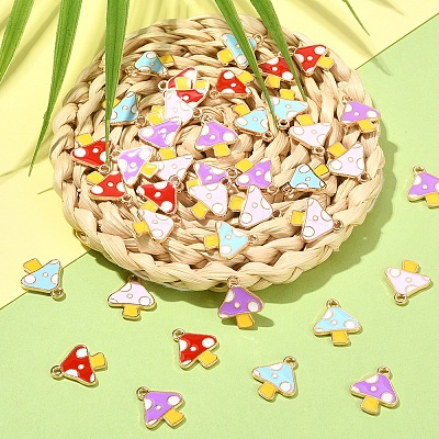 40Pcs 4 Colors Autumn Theme Alloy Enamel Charms ENAM-CJ0002-98-1