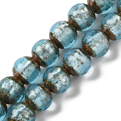 Handmade Gold Sand Lampwork Beads Strands LAMP-P062-01E-1