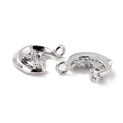 Eco-Friendly Brass Micro Pave Clear Cubic Zirconia Charms ZIRC-C027-08P-RS-1