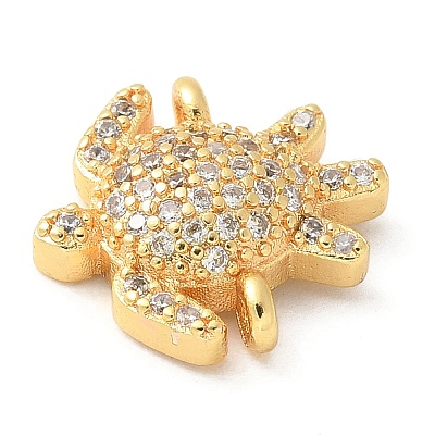 Brass Micro Pave Cubic Zirconia Connector Charms KK-U053-03G-1