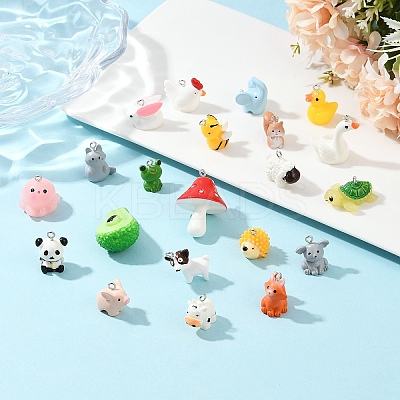 21Pcs 21 Styles Opaque Resin Pendants RESI-YW0003-27-1