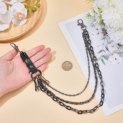1Pc Alloy 3 Layer Chain Belts for Pants AJEW-GF0011-93C-1
