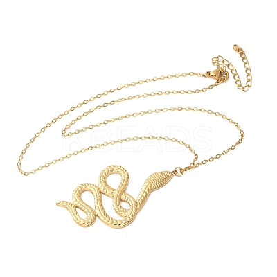 304 Stainless Steel Snake Pendant Necklaces for Women Men LS-NJEW-Z063-03G-08-1