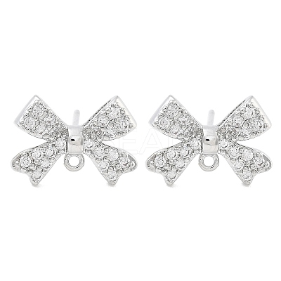 Brass Clear Cubic Zirconia Stud Earring Findings KK-A238-02A-P-1