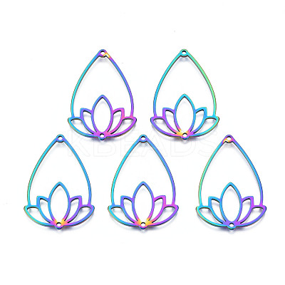 Rainbow Color 201 Stainless Steel Connector Charms STAS-N098-043M-1