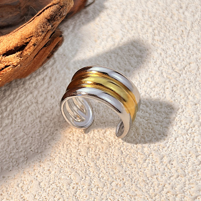 304 Stainless Steel Chunky Cuff Rings RJEW-S626-02GP-1