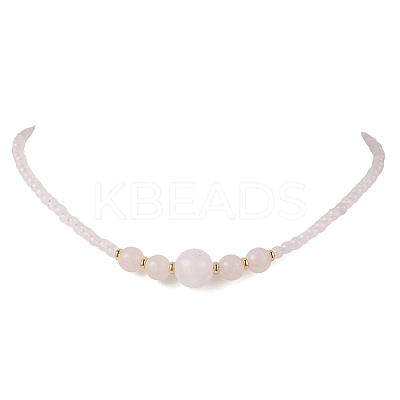 Natural Green Aventurine & Rose Quartz & Larvikite & Lapis Lazuli & Amethyst & Carnelian Round Graduated Beaded Necklaces NJEW-JN05654-1