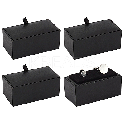 Plastic 2 Cufflink Gift Storage Boxes CON-WH0107-86A-1