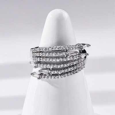 Brass Micro Pave Clear Cubic Zirconia Finger Rings LS-RJEW-S398-01P-1