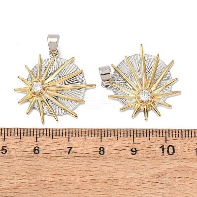 Brass Micro Pave Clear Cubic Zirconia Pendants KK-G543-10GP-04-1