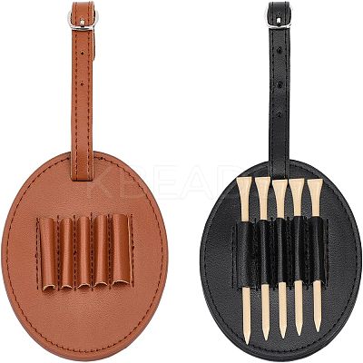 2Pcs 2 Colors Imitation Leather Golf Tees Storage Bags AJEW-CA0003-31-1