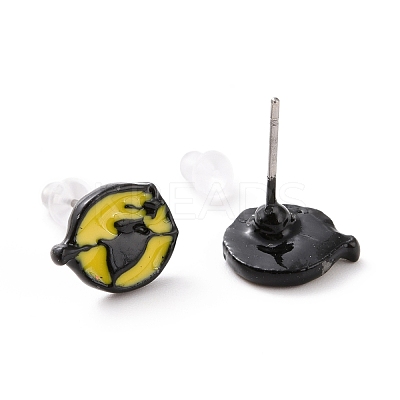 Alloy Flat Round Stud Earrings with Steel Pin EJEW-E143-13-1