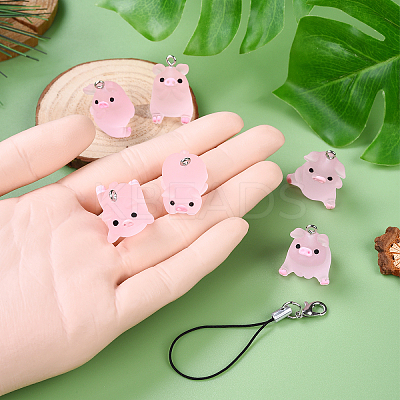 DIY Translucent Resin Pig Mobile Phone Strap Making Kits DIY-YW0011-17-1