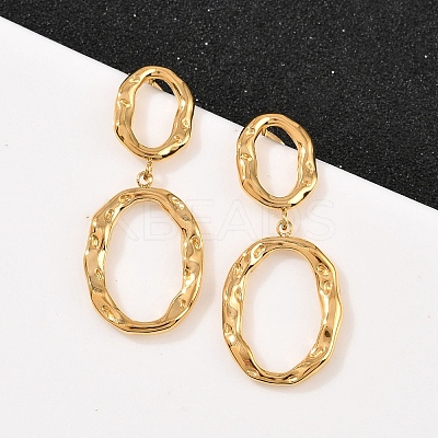 304 Stainless Steel Oval Dangle Stud Earrings EJEW-I320-20G-1